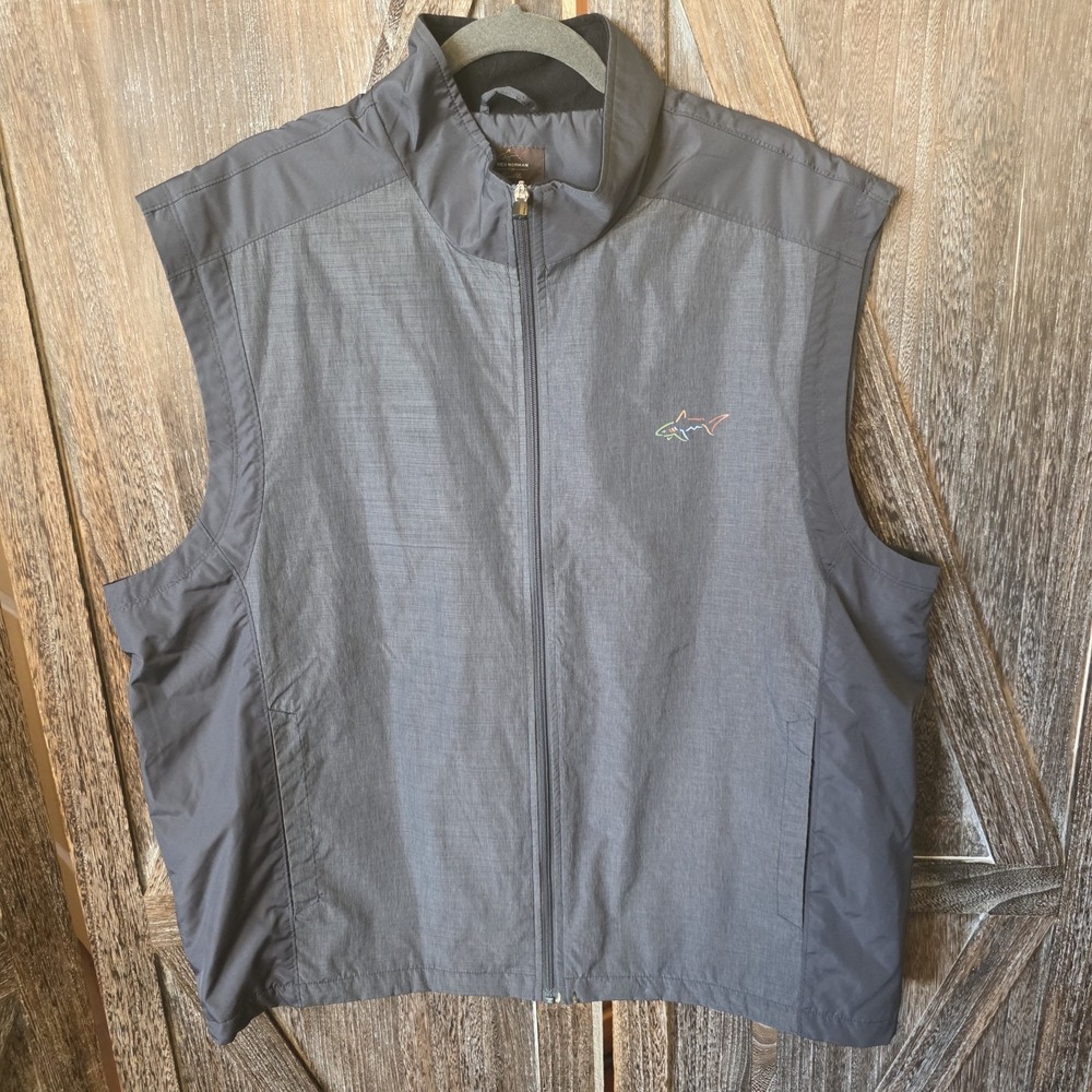 Greg Norman For Tasso Elba Jacket Men's Size XXL Gray Vest Full Zip Lined Golf